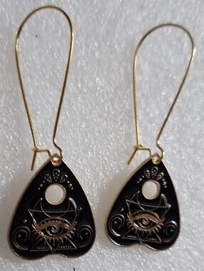 Hand Crafted Black and Gold Mystical Eye Drop Earrings